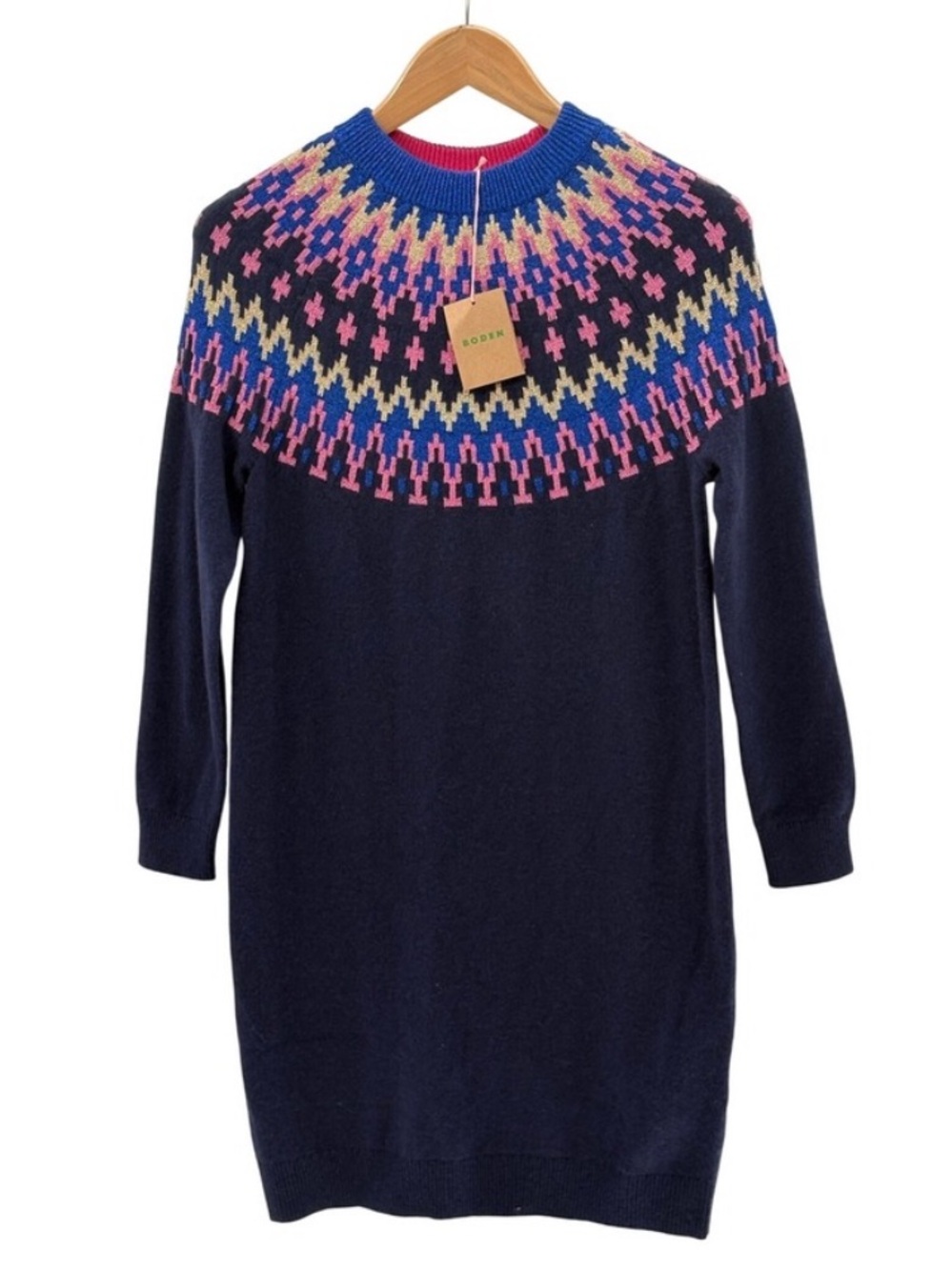 NWT Boden Eleanor Fair Isle Dress in Navy - Picture 6 of 13